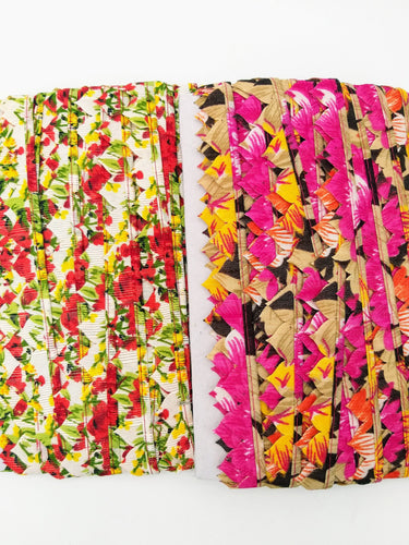 Fuchsia Pink and Orange Floral Fringe Bunting Trim Triangle Shape, 9 Yard Lace Trim, Fringing Trim